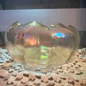 Rare Iridescent Amber Glass Bowl